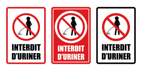 interdit d'uriner panneau interdiction fond rouge barré