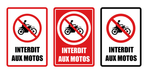 interdit aux motos panneau interdiction fond rouge barré