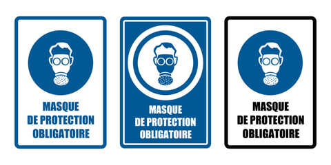 masque gaz respiration obligatoire equipement sécurité travail EPI icones rond bleu