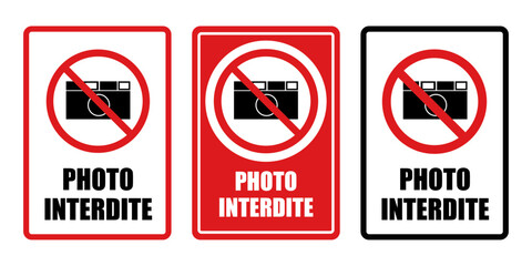 photo appareil interdit panneau interdiction fond rouge barré - obrazy, fototapety, plakaty