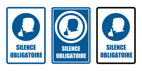 silence obligatoire equipement sécurité travail EPI icones rond bleu