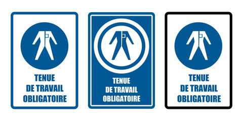 tenue de travail obligatoire equipement sécurité travail EPI icones rond bleu