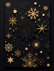 Minimalist Christmas card in black and gold colors