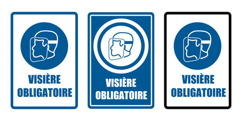 visière obligatoire equipement sécurité travail EPI icones rond bleu