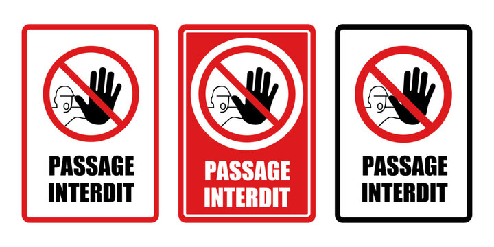 stop passage interdit panneau interdiction fond rouge barr&eacute;