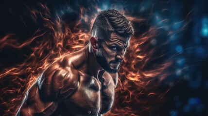 Strong athlete portrait. Strength, resistance and determination concept.