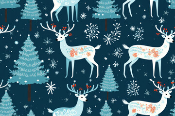 Reindeer festive seamless pattern background