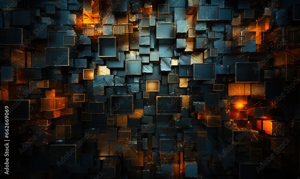 Poster creative dark background made of rectangular shapes.