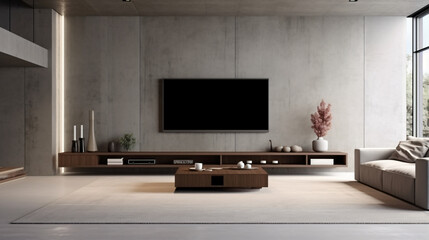 Concrete interior space Modern living room with TV