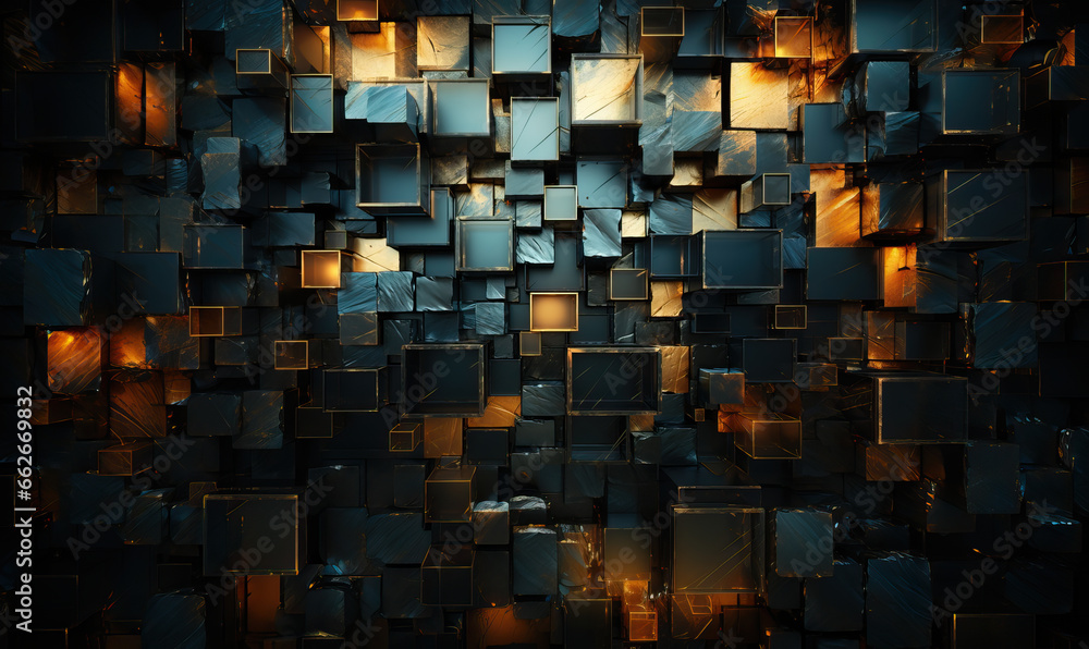 Poster creative dark background made of rectangular shapes.