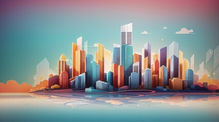 Real estate abstract background design. Abstract business building illustrations for background. Real estate business background. City, Abstract, Building Exterior, Urban Skyline, Cityscape