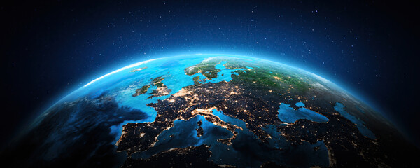 Atlantic. West Europe city lights