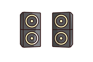 Modern Acoustic System Audio Speaker Sticker vector illustration. Musical instrument icon concept. Electronic bass device for listening music enjoying sound of speaker sticker design with shadow.
