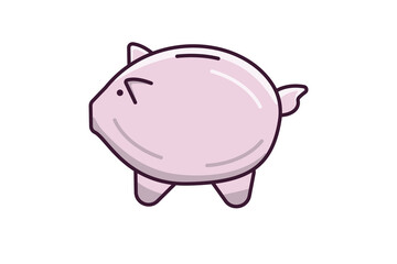 Piggy Bank Cartoon Sticker vector illustration. Business finance icon concept. Concept of kid saving money sticker design logo icon.