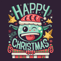 Happy Christmas Day, Typography t-shirt and gift item design. 