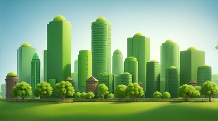 Obraz premium Green nature city abstract background photo illustration download. Building business illustrations for background. Real estate background. Abstract, Building Exterior, Urban Skyline, Cityscape