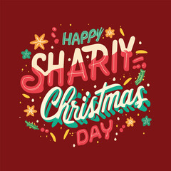 Happy Christmas Day, Typography t-shirt and gift item design. 