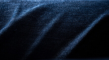 Texture, background, pattern. The fabric is dark blue with a slight roughness.