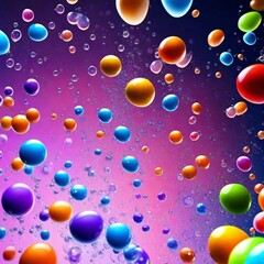 abstract pc desktop wallpaper background with flying bubbles on a colorful background. aspect ratio 16:9