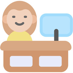 Vector Icon Reception, Front Desk, Hotel, Information, Reservation, Check In
