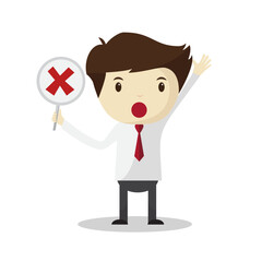 Businessman with disagree vote. Expressing opinions in the organization.