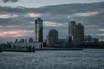 Hudson River skyline at sunset