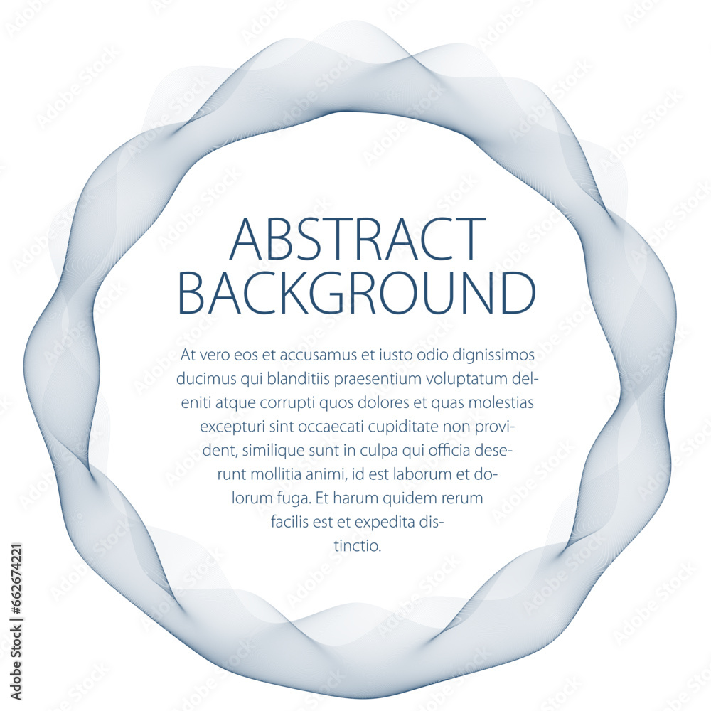 Aufkleber round smooth linear frame of wavy lines. vector abstract artistic beautiful background with copy spa