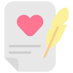 Vector Icon Letter, Love Letter, Writing, Feather, Ink, Love