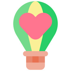 Vector Icon Hot Air Balloon, Travel, Balloon, Love, Trip, Transportation