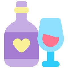 Vector Icon Wine, Drink, Bottle, Alcohol, Glass, Celebration