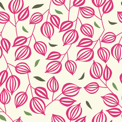 Pink Buds, vector seamless pattern. Repeating background. Tileable wallpaper print.	