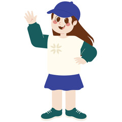 Little Girl Waving Hand Illustration