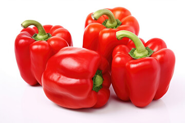 Red bell peppers on white background