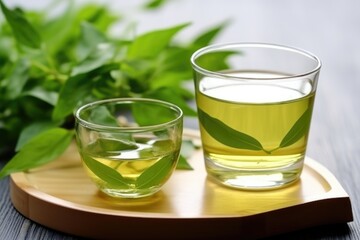 green tea for natural dental care, tea leaves close-up