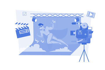 Superhero movie-making scene with special effects