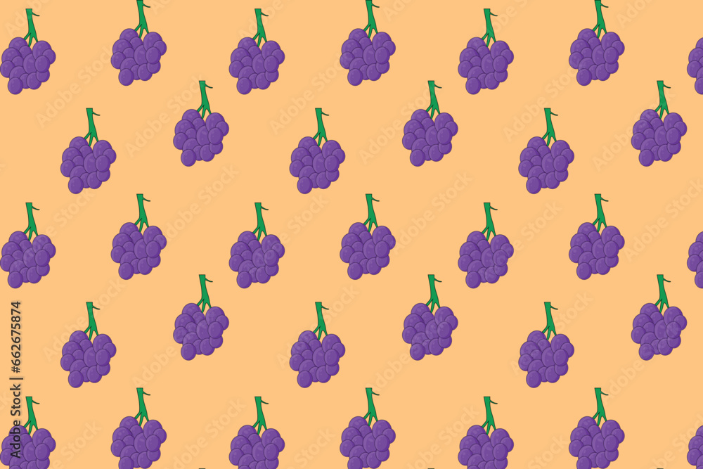 Poster grape fruit seamless pattern. fabric texture with purple grape.
