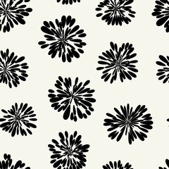 Obraz premium Vector seamless pattern.Monochrome exploding spots. Modern repeating texture. Fancy starry print. Stylized fireworks for holiday design.