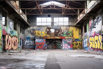 an abandoned warehouse building with graffiti art