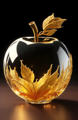金の装飾が施されたガラスの林檎