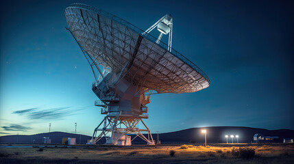 a Radio telescope dish, capturing signals from distant galaxies.