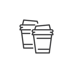 Two Coffee Cups line icon