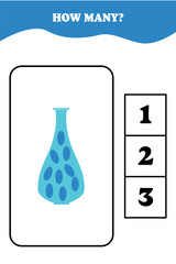How many vase are there? Educational math game for kids. Printable worksheet design for preschool or elementary kids. Activities for children.