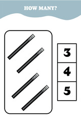 How many zipper are there? Educational math game for kids. Printable worksheet design for preschool or elementary kids. Activities for children.
