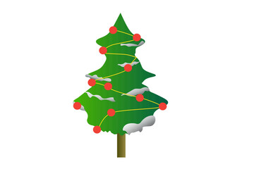 The Christmas pine tree has lights