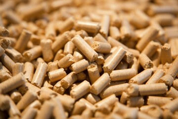 close-up of pellets - solid biofuel from biomass