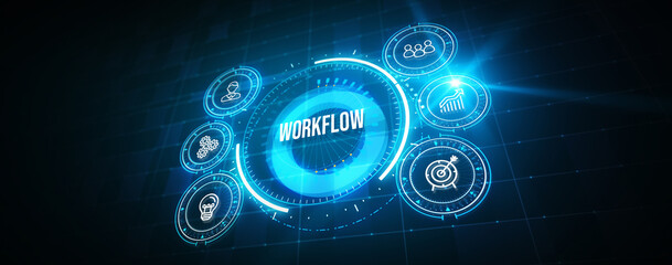 Concept for business workflow, management and procedures. 3d illustration