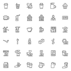 Coffee shop line icons set