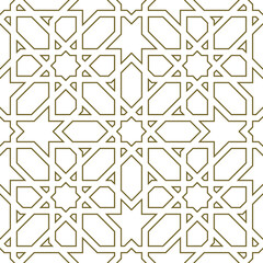 Seamless geometric ornament based on traditional islamic art. Brown color lines