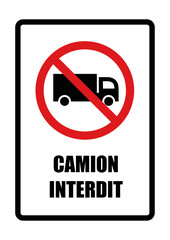 affiche camion interdit panneau interdiction fond rouge barré noir