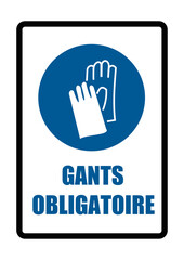 gants obligatoire equipement sécurité travail EPI icones rond et fond bleu et noir